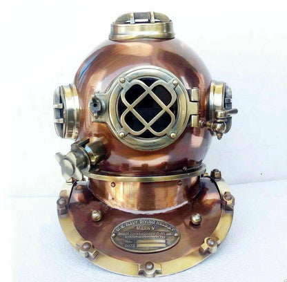 Diving Helmet US Navy Mark V Antique Brass Steel Full Size Maritime Gift - collectiblegiftitems