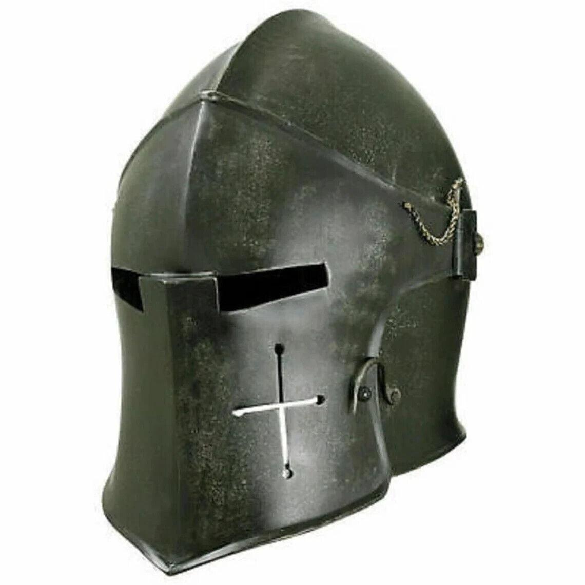 Medieval Helmet Knight Barbute Halloween Fully Functional Replica LARP Helmet - collectiblegiftitems