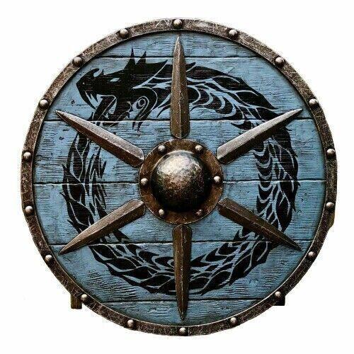 Viking shield 24'' Medieval X-Mas Roman Viking Shield Round Wooden Armor Shield - collectiblegiftitems