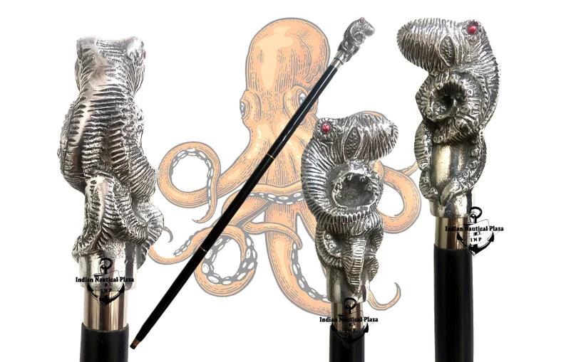 OCTOPUS Wooden Cane Victorian style walking sticks - collectiblegiftitems