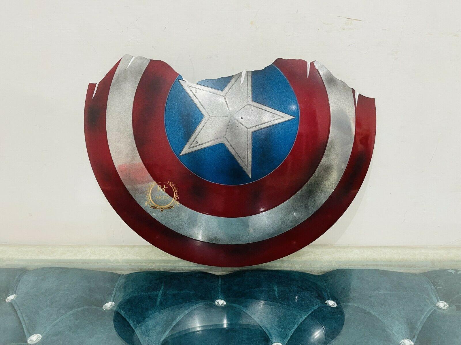 Avengers Endgame Broken Shield Replica | Captain America Metal Prop - collectiblegiftitems