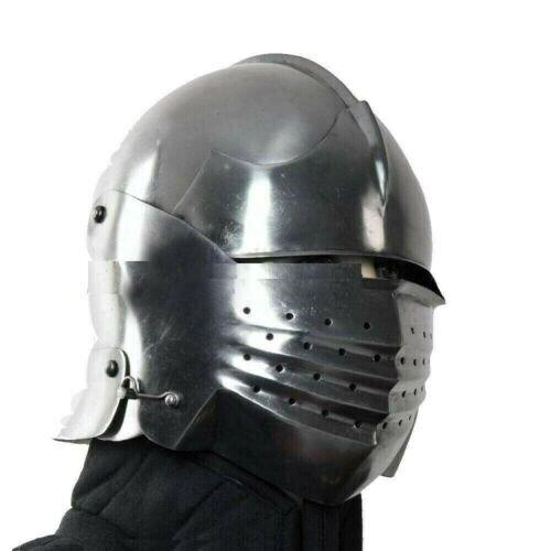 Functional 16G Steel Medieval Knight Pig Face Bascinet Helmet WMA SCA LARP Armor - collectiblegiftitems