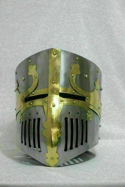 18 gauge Medieval Crusader Great Helmet knight Templar Helmet - collectiblegiftitems