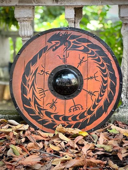 Handcrafted Medieval Viking Shield - 24-Inch Wooden Battle Ready Defense - collectiblegiftitems