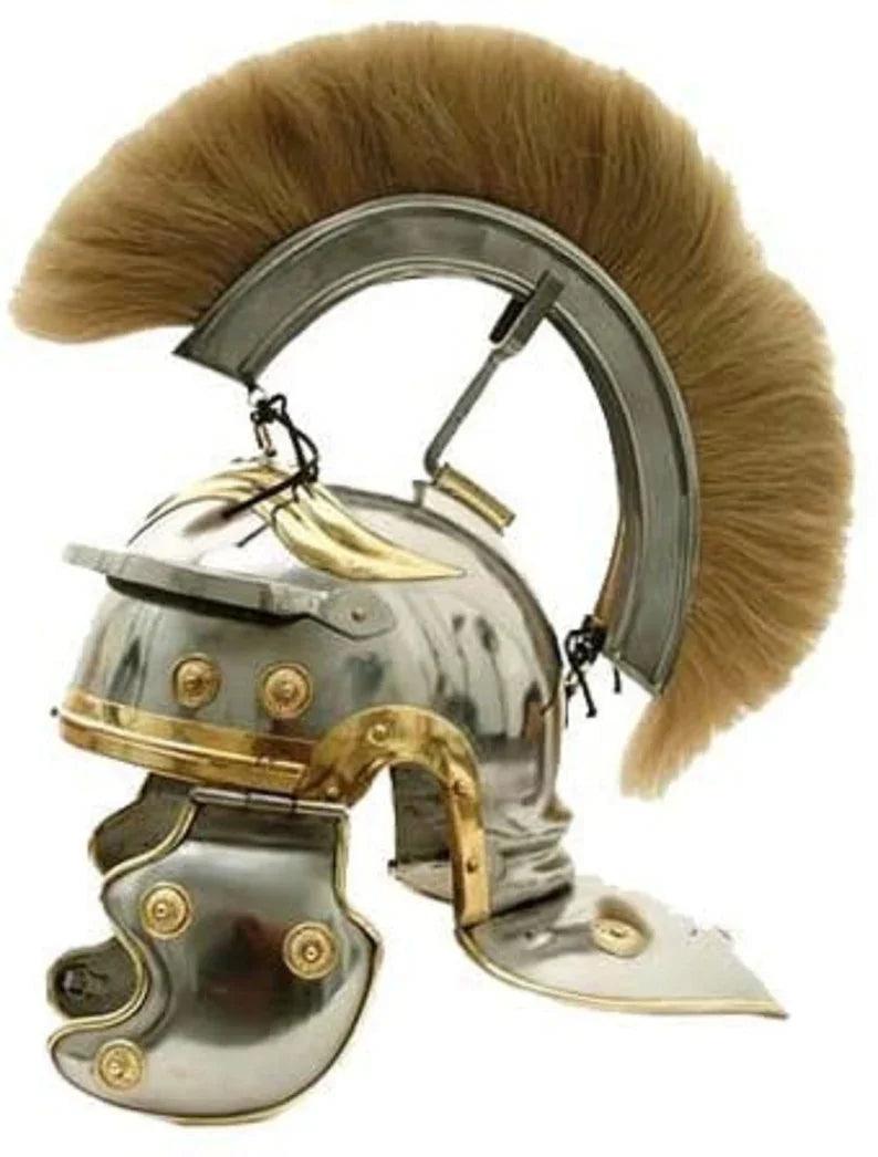 Handmade Roman Centurion Armor Helmet With Plume | Halloween Costume Props - collectiblegiftitems