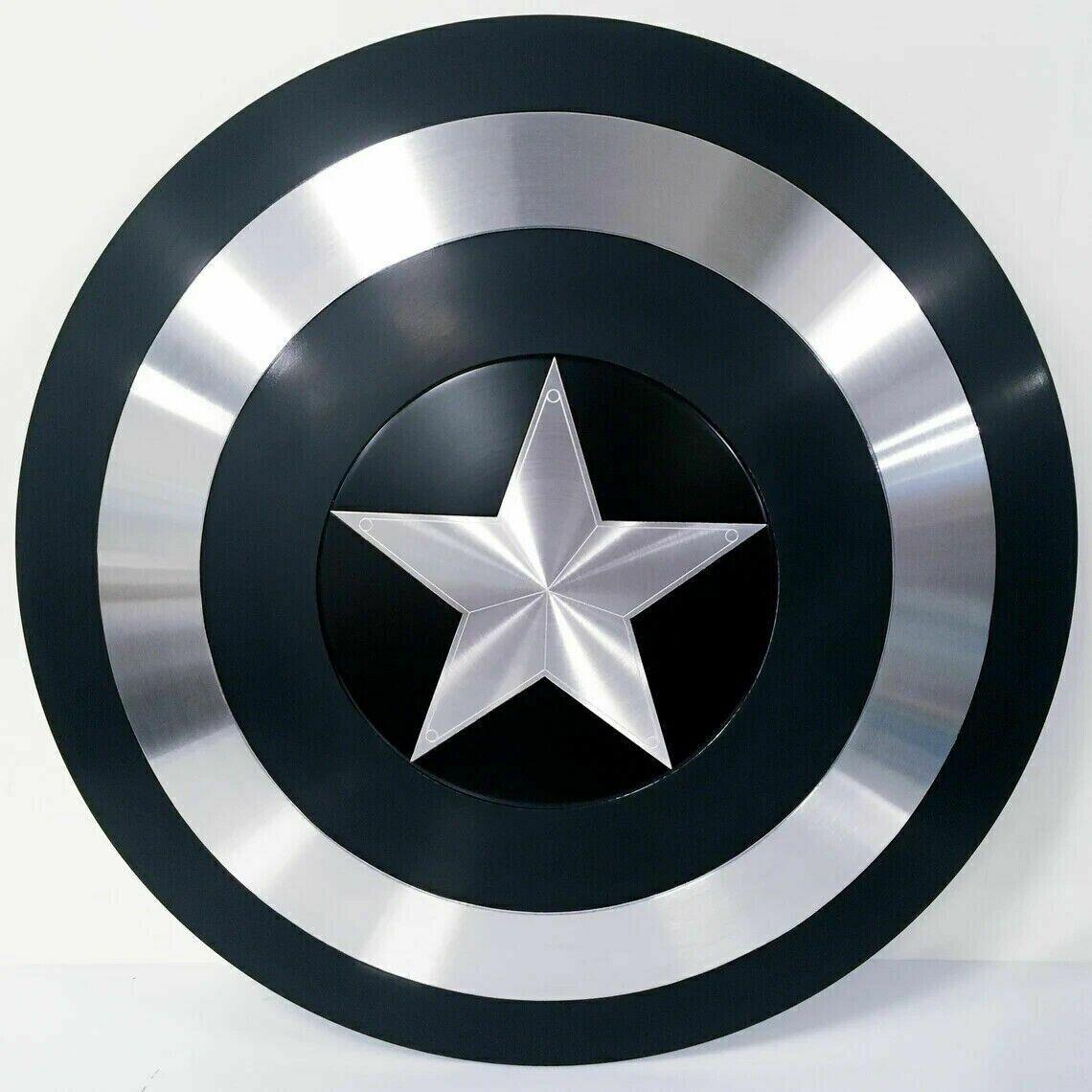 Captain America Black Shield 22'' Metal Prop Replica - 1:1 Scale Marvel Collectible - collectiblegiftitems