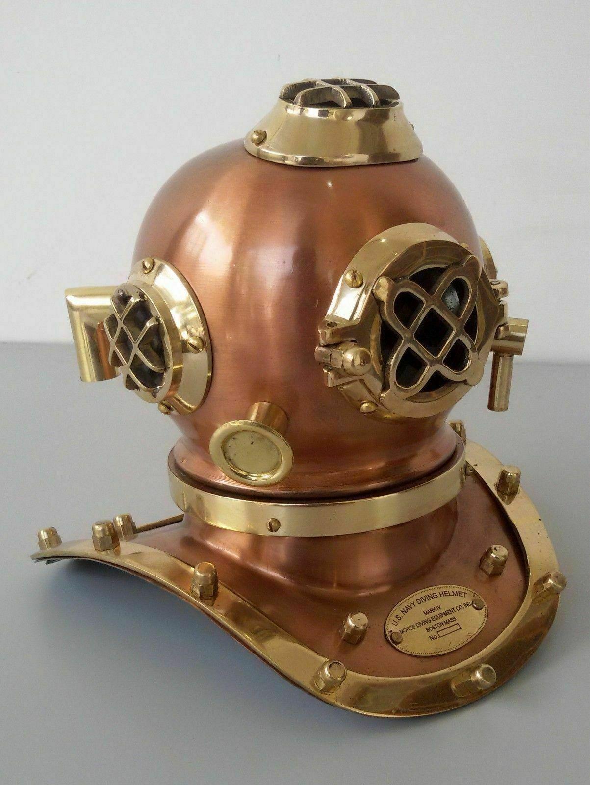 Brass Vintage Style Mark V US Navy Scuba Deep Mini Diving Divers Helmet Gift - collectiblegiftitems