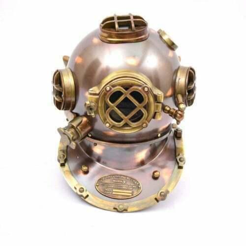 Diving Helmet US Navy Mark V Antique Brass Steel Full Size Maritime Gift - collectiblegiftitems