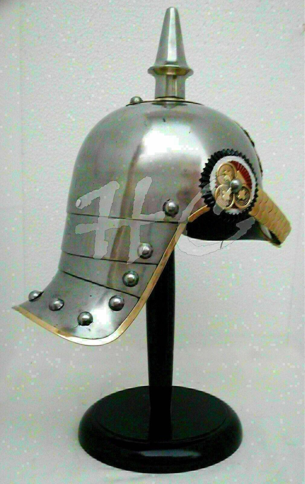 German Armor Steel Helmet Medieval Knight Brass German Helmet Halloween Gift - collectiblegiftitems