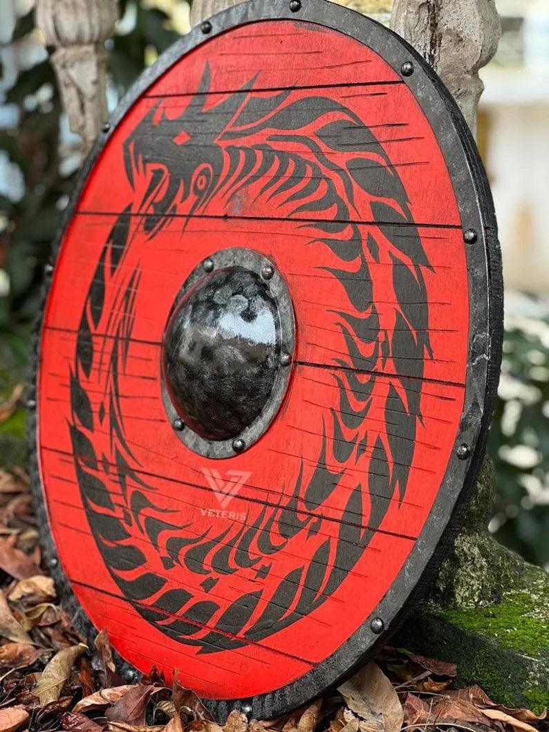 Handcrafted Medieval Viking Shield - 24-inch Wooden Battle Ready Shield - collectiblegiftitems