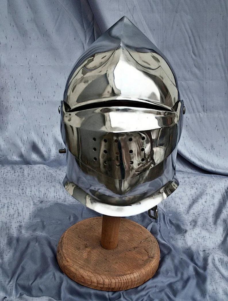 Armor closed helmet, SCA LARP fantasy helmet, medieval helmet, LARP helm, sca helm, sca armor, medieval armor, fantasy armor sca helmet - collectiblegiftitems