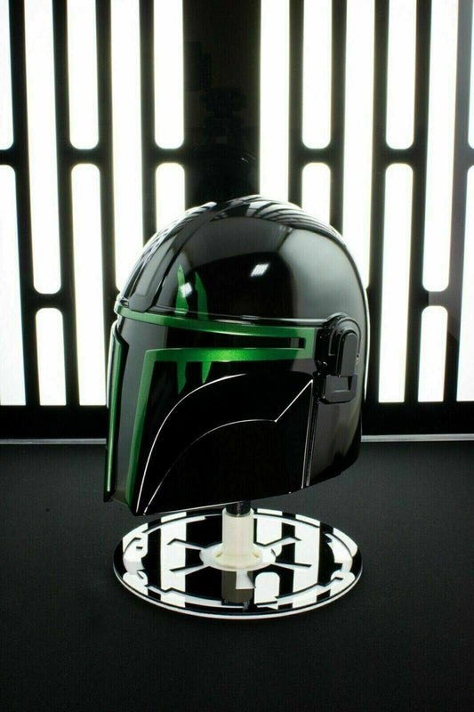 Mandalorian Steel Helmet Medieval Star Wars Black Series Black Green Wearable - collectiblegiftitems