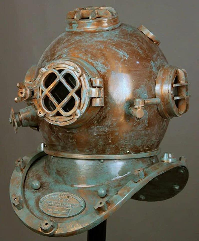 Diving Helmet Antique U.S Navy Mark V Steel & Brass - collectiblegiftitems