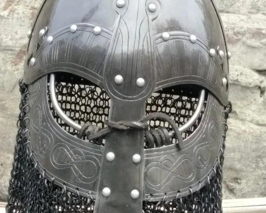 Viking Warrior Helmet ~ Battle Ready Norman Helmet ~ Handmade Steel Helmet With riveted Chain mail - collectiblegiftitems