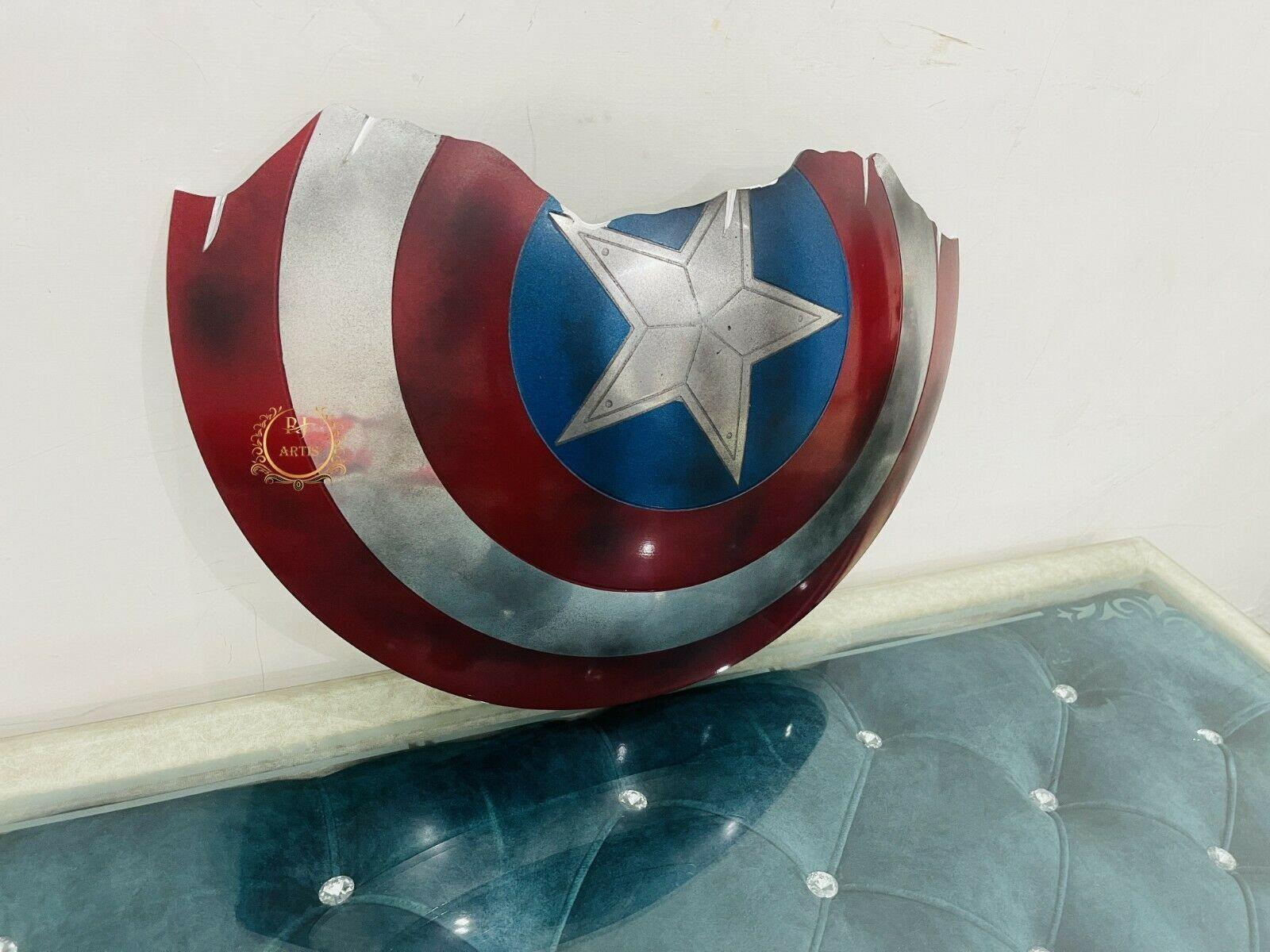 Avengers Endgame Broken Shield Replica | Captain America Metal Prop - collectiblegiftitems