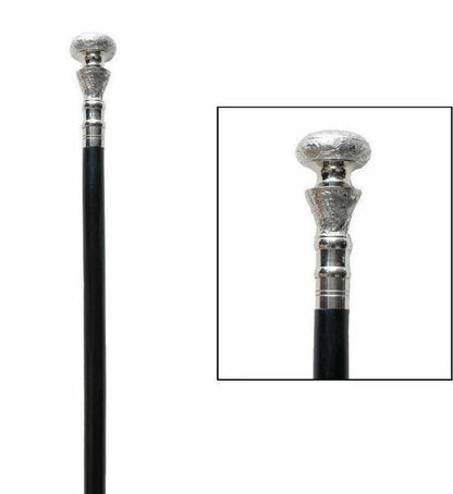 Silver Brass Handle Antique Victorian Cane Wooden Walking Stick - collectiblegiftitems