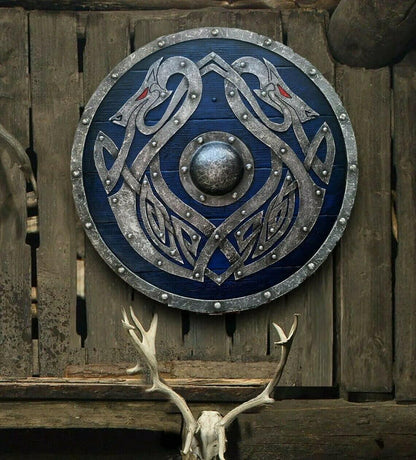 Valhalla Sea Dragon Jörmungandr Authentic Battleworn Viking Shield, 24"