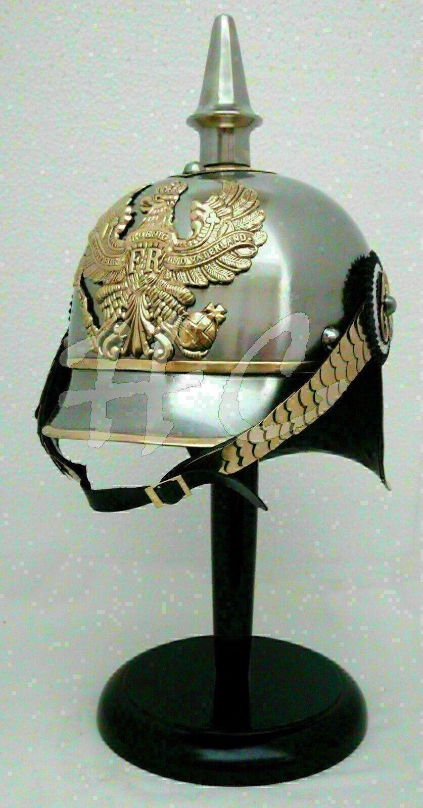 German Armor Steel Helmet Medieval Knight Brass German Helmet Halloween Gift - collectiblegiftitems