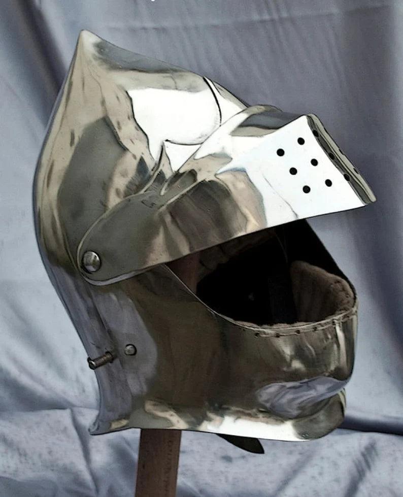 Armor closed helmet, SCA LARP fantasy helmet, medieval helmet, LARP helm, sca helm, sca armor, medieval armor, fantasy armor sca helmet - collectiblegiftitems