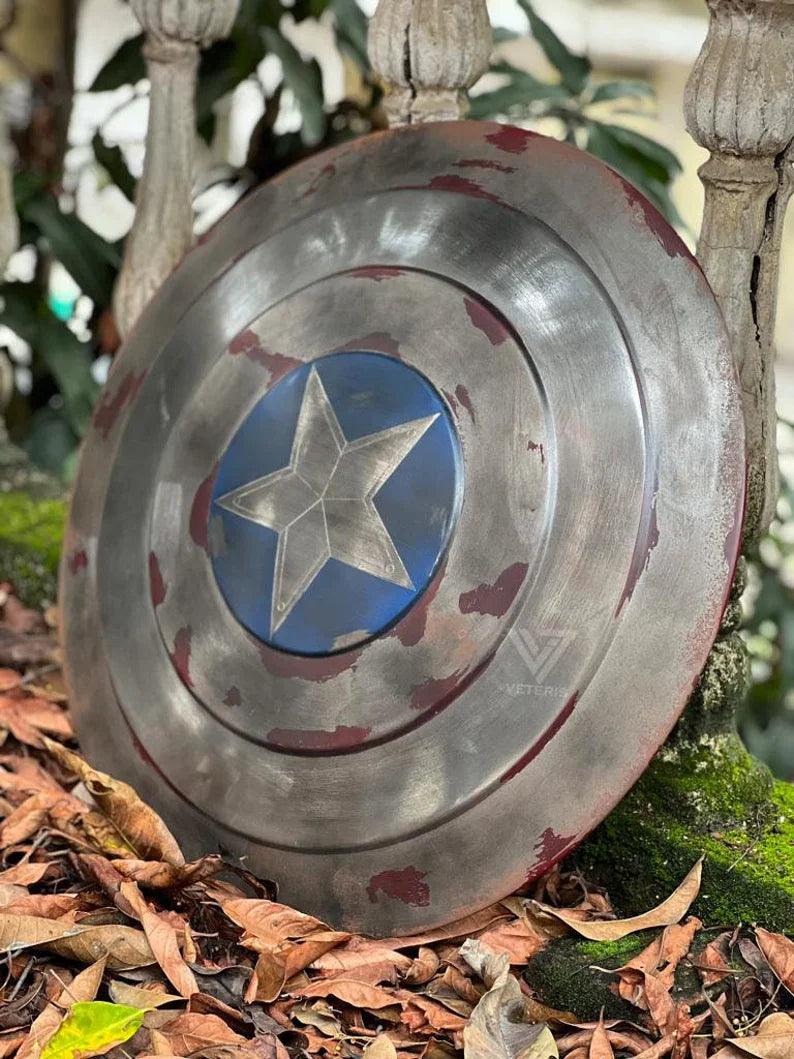 Captain America Shield Original Battle Damage 1:1 Scale Full Size Handmade (Battle Damage) - collectiblegiftitems