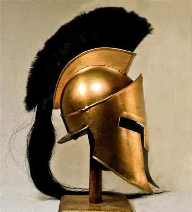 300 movie Great king Leonidas spartan Helmet, fully functional medieval Replica wearable helmet, solid steel with inner leather liner Helmet - collectiblegiftitems