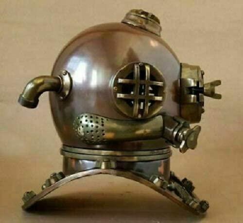 Antique Heavy Diving Helmet Bronze US Navy Mark V Marine Scuba Divers Helmet 18"