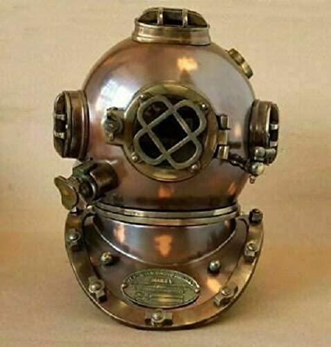 Antique Heavy Diving Helmet Bronze US Navy Mark V Marine Scuba Divers Helmet 18"