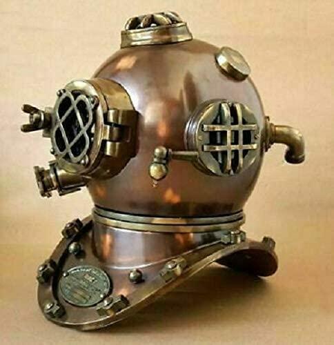 Antique Heavy Diving Helmet Bronze US Navy Mark V Marine Scuba Divers Helmet 18"