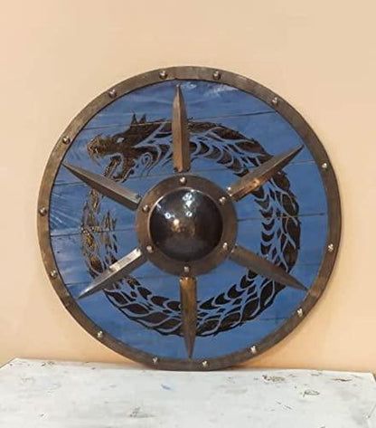 Hand Painted Dragon Wooden Viking Shield, 24" / 30"