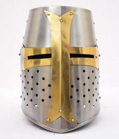 Medieval Crusader Helmet Templar Knight Helmet Silver Finish Crusader Helmet - collectiblegiftitems