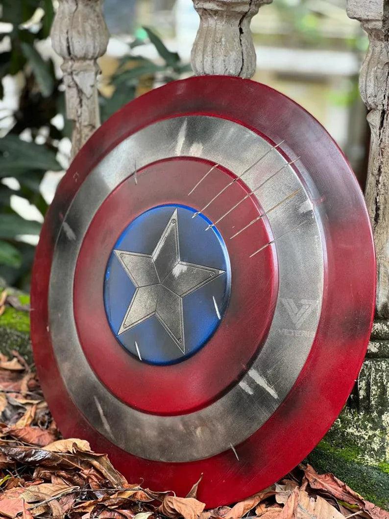 Captain America damaged Shield - Metal Prop Replica- screen Accurate Marvel Captain America's Shield - collectiblegiftitems