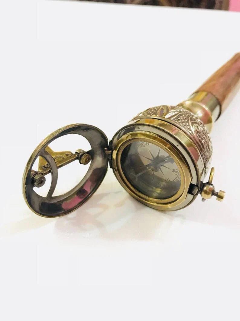 Compass Push button Sundial Handle Home Décor Walking Stick-canes Victorian - collectiblegiftitems