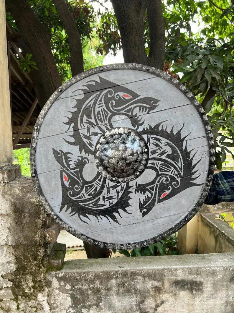 Handicrafts Medieval 24 inch Wooden Viking Shield Handcrafted Battle Ready Shield. - collectiblegiftitems