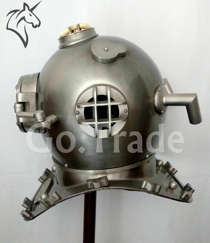 Diving Helmet Antique Silver Boston US Navy Mark V Deep Sea Marine Divers Scuba - collectiblegiftitems