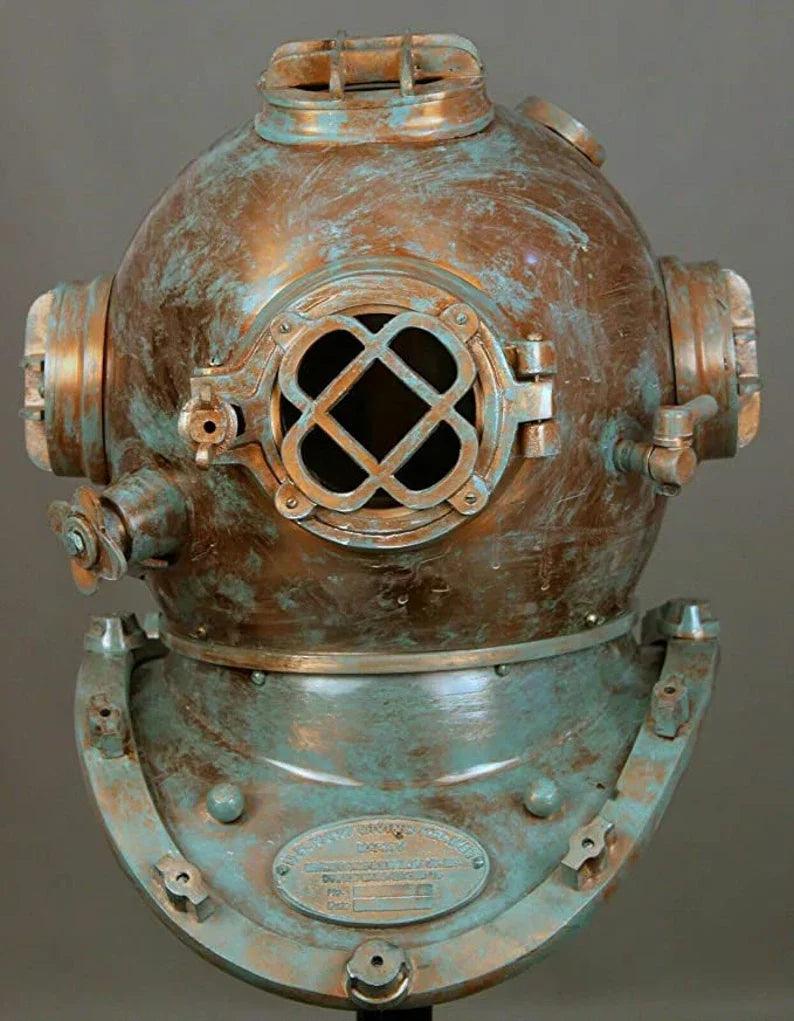 Diving Helmet Antique U.S Navy Mark V Steel & Brass - collectiblegiftitems