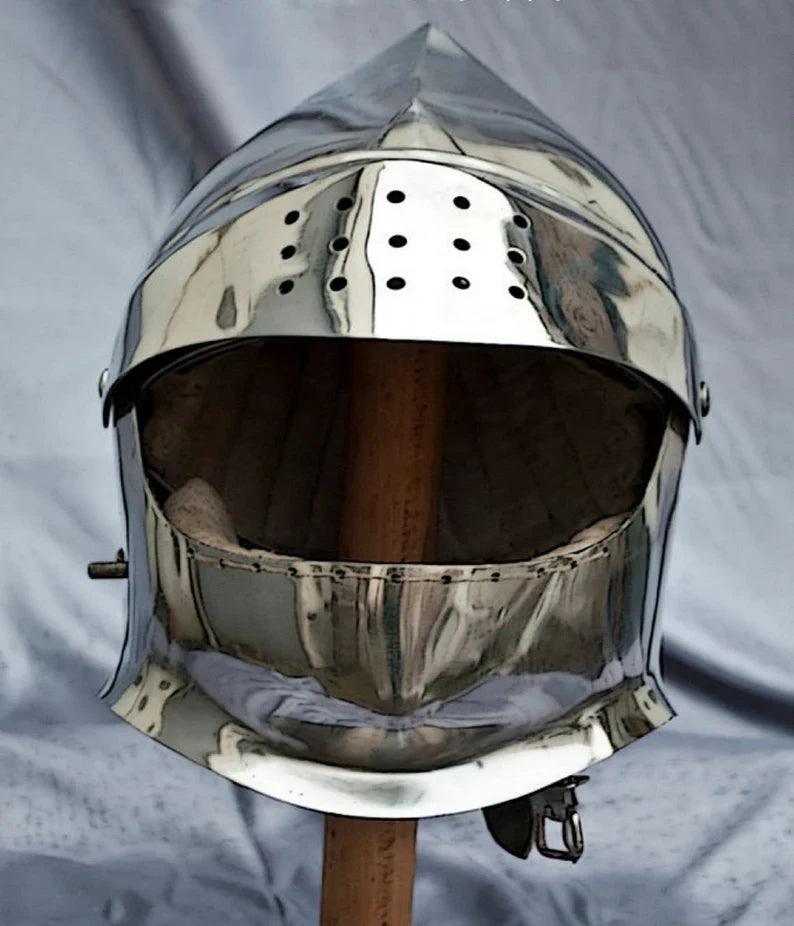 Armor closed helmet, SCA LARP fantasy helmet, medieval helmet, LARP helm, sca helm, sca armor, medieval armor, fantasy armor sca helmet - collectiblegiftitems