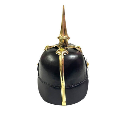 German Pickelhaube Helmet Prussian Leather Helmet Spiked Officer Helmet Hat - collectiblegiftitems