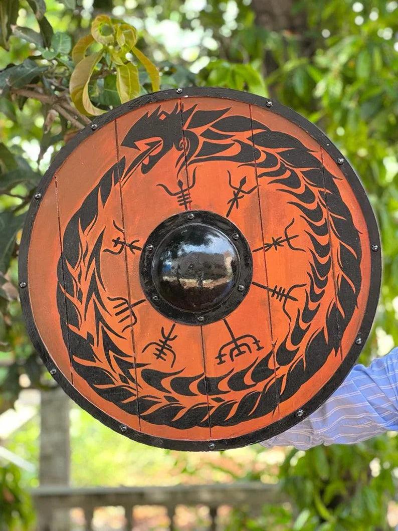 Handcrafted Medieval Viking Shield - 24-Inch Wooden Battle Ready Defense - collectiblegiftitems