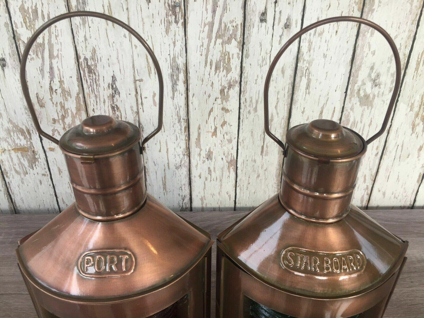 Antique Brass Finish Port & Starboard Lanterns Nautical Oil Lamps Ship Boat - collectiblegiftitems