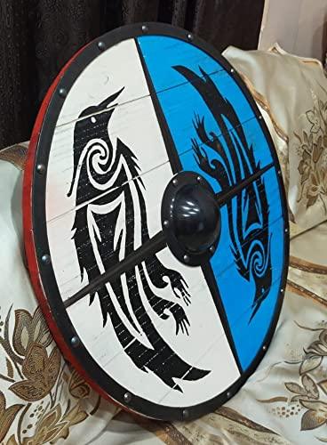 Eivor Valhalla Raven Authentic Viking Shield, 24" / 30"