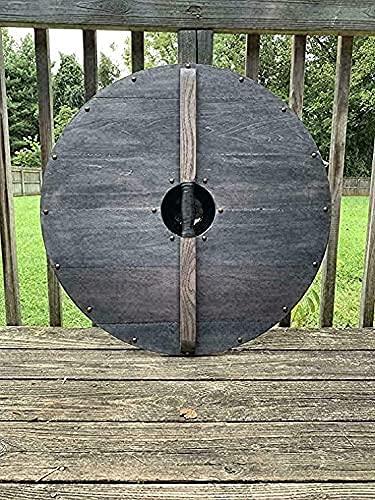 Medieval Vikings Era Adult Size 24" Shield Handmade Natural Battle Play Halloween Warrior Cosplay Dark Red