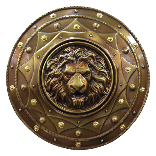 Medieval Warrior Royal Lion Stamped Circular Shield Face, 22 - collectiblegiftitems