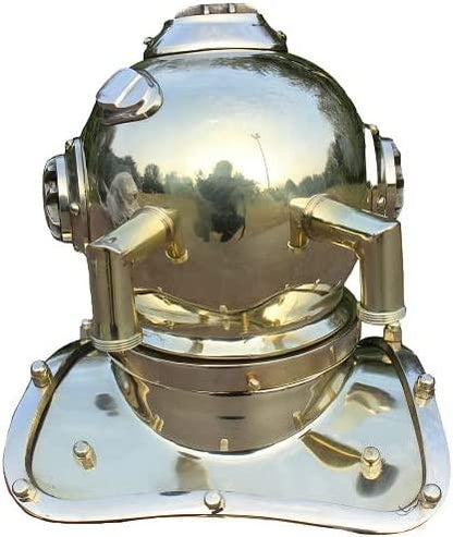 Antique Marine Mini Diving Helmet Replica Mark Us Navy Nautical Full Brass - collectiblegiftitems