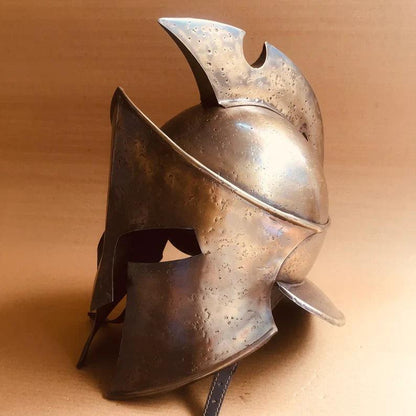 Rise of Spartan Movie Helmet - Fully Functional Medieval Wearable Helmet with Wooden Stand - collectiblegiftitems