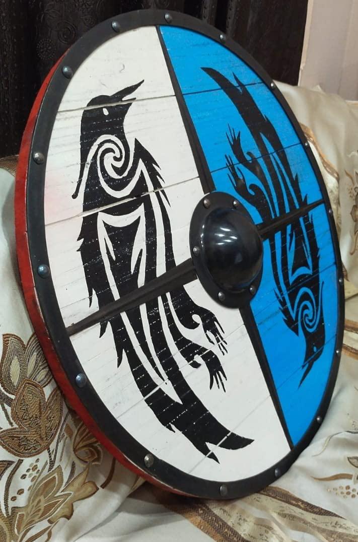 Eivor Valhalla Raven Authentic Viking Shield, 24" / 30"