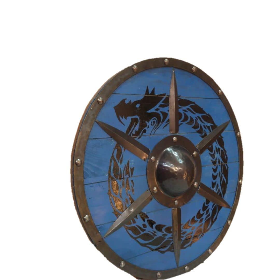 Hand Painted Dragon Wooden Viking Shield, 24" / 30"