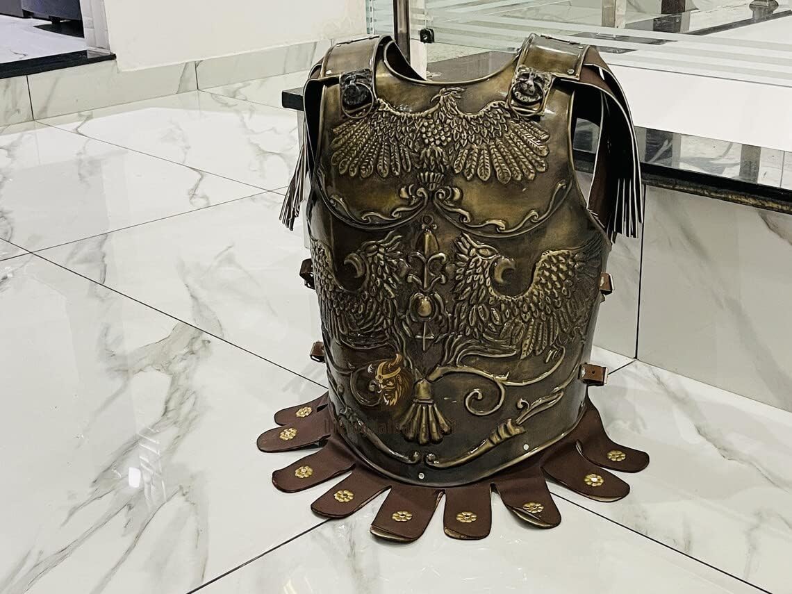 Medieval Brass Big Eagle Armor Roman Cuirass Reenactment Breastplate 18 Gauge Brass Cuirass for Cosplay - collectiblegiftitems