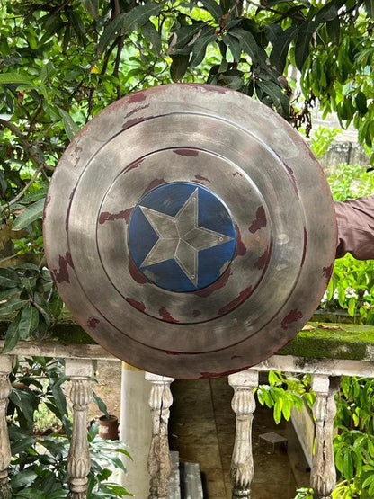 Captain America Shield Original Battle Damage 1:1 Scale Full Size Handmade (Battle Damage) - collectiblegiftitems