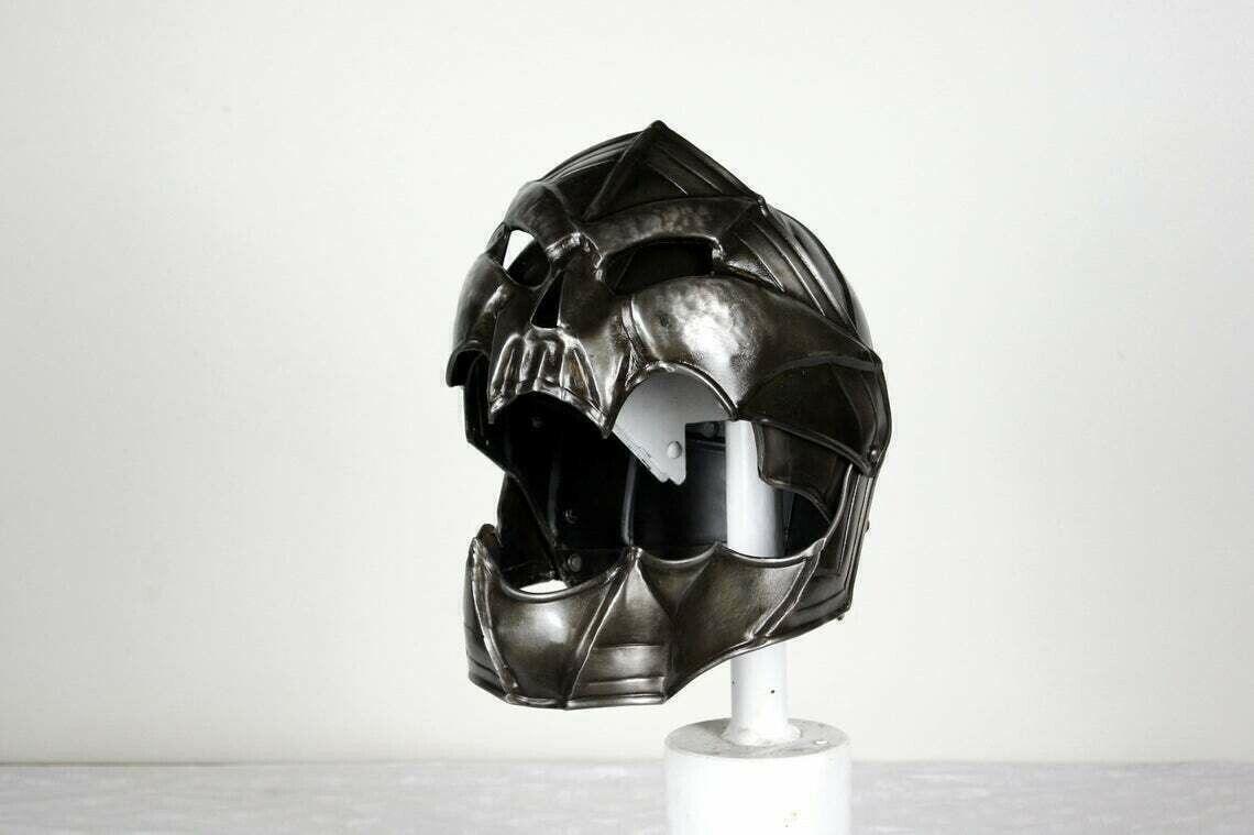 Halloween Blackened 18 Gauge Steel Medieval Demonic Face Death knight Helmet - collectiblegiftitems