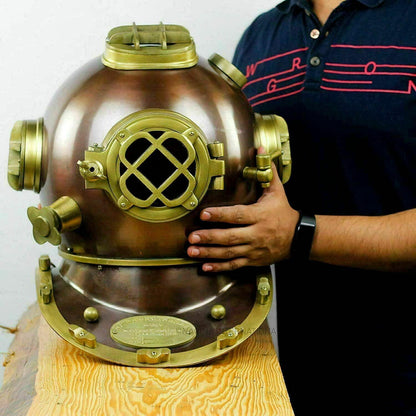 Antique Scuba Divers Diving Helmet U.S Navy Mark V Boston Full Size Vintage Gift - collectiblegiftitems